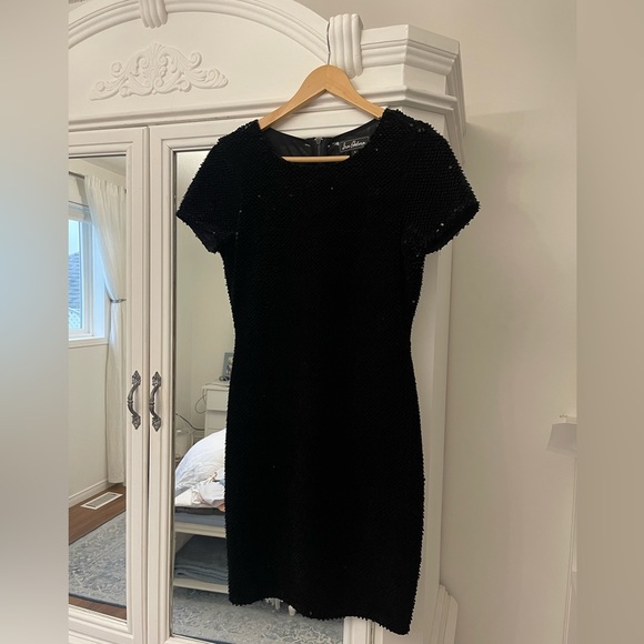 Black Sam Edelman Velvet Sequin Sheath Dress - Size 4 - Picture 1 of 6